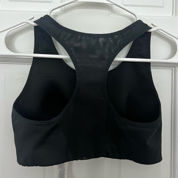 NIKE sports bra swoosh black white support pro dri fit non pad 1 piece top crop - Picture 2 of 9